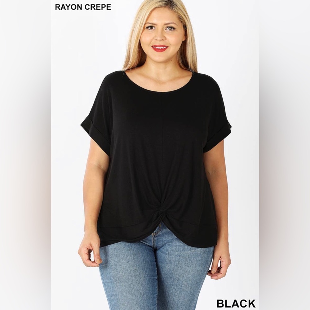 PS-T36-Plus Size Knot Front Top